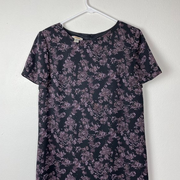 VTG 90s‎ Talbots Sz 10 Black & Purple Floral Maxi Dress Whimsy Goth Cottagecore - Picture 2 of 9